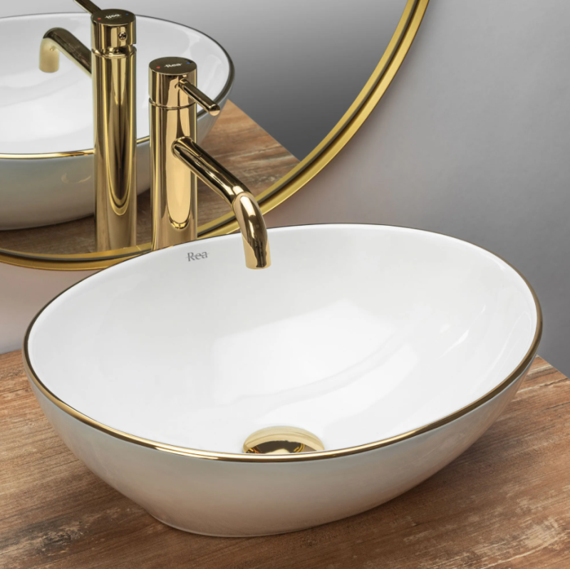 Umywalka nablatowa Rea Sofia Gold Edge