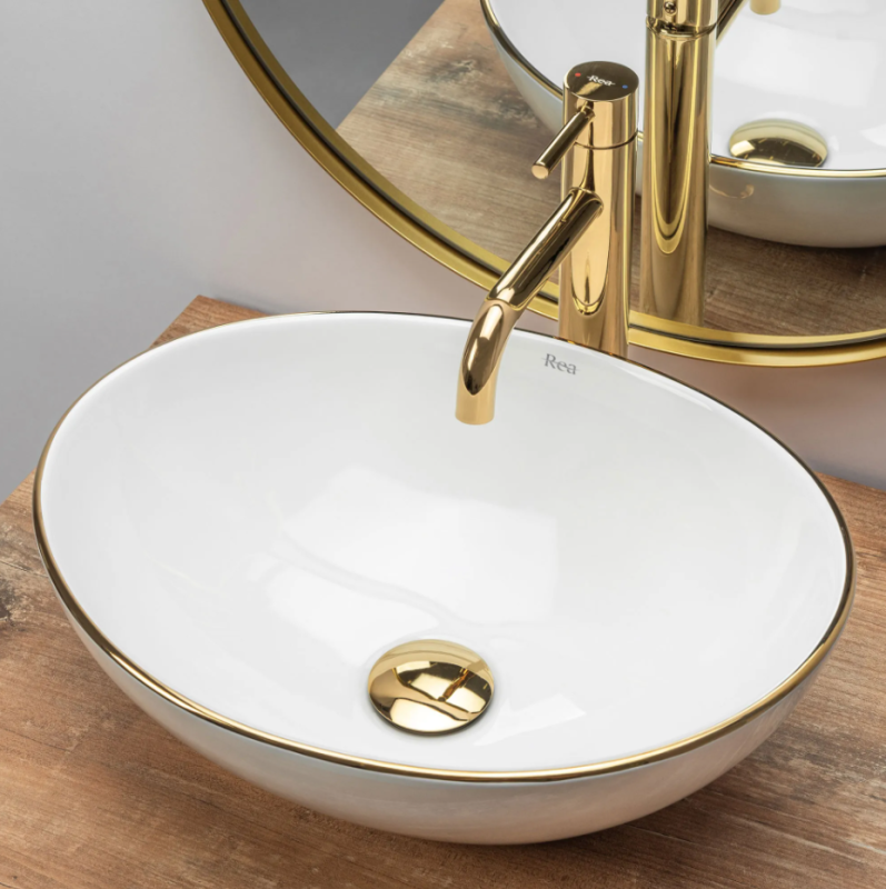 Umywalka nablatowa Rea Sofia Gold Edge