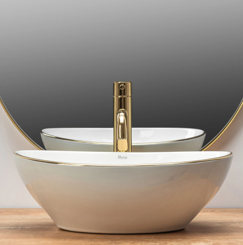 Umywalka nablatowa Rea Sofia Gold Edge