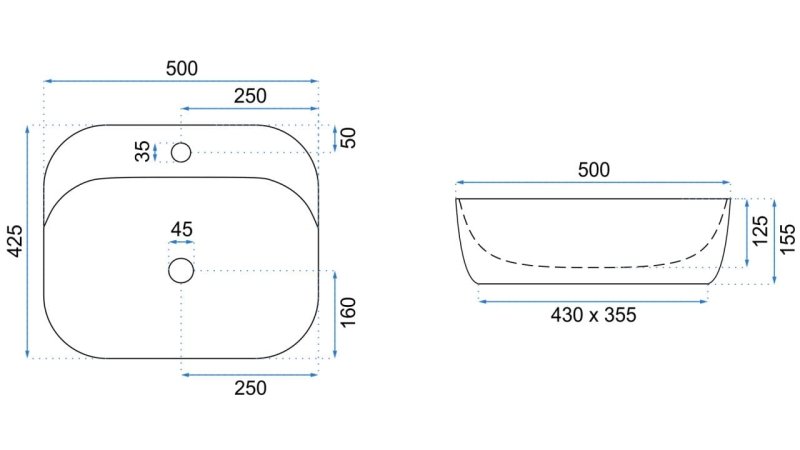 Umywalka nablatowa Rea Luiza Grey  Mat