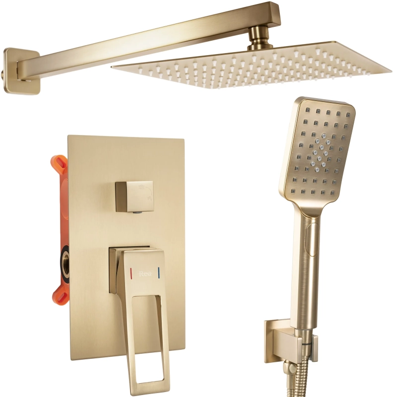 Zestaw Natryskowy Podtynkowy Rea Parker Gold szczotkowany + box-