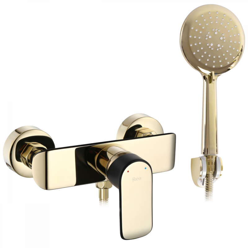 Bateria Prysznicowa ze słuchawką Rea Bloom Black/Gold