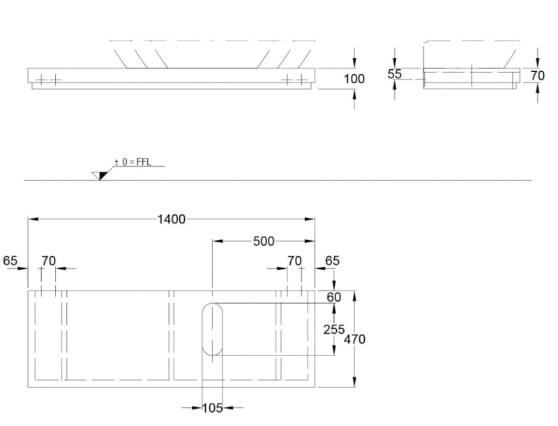 Blat podumywalkowy 140x47x10 cm z wycięciem po prawej stronie wenge Keramag Silk 816341