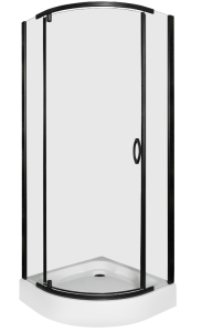 Kabina prysznicowa Kerra Splash Black półokrągła 80 cm z brodzikiem
