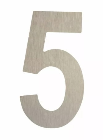 Cyfra 5 wysokość 5 cm plastikowa srebrna INX Domino