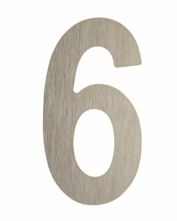 Cyfra 6 / 9 wysokość 5 cm plastikowa srebrna INX Domino