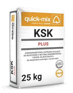 Zaprawa klejąca do gazobetonu i silikatów KSK PLUS QUICK-MIX biała 25 kg