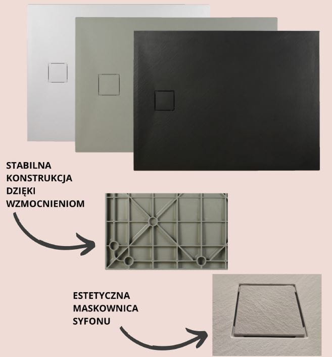Brodzik prostokątny Sea-Horse Sofia z efektem NeoStone