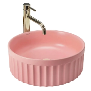 Umywalka nablatowa Rea Duo Sweet Pink Matt - ryflowana - dodatkowy rabat 5% z kodem REA5  