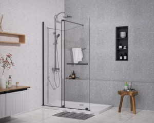 Ścianka prysznicowa Sea-Horse Creative  120 cm - przesuwna - czarna 