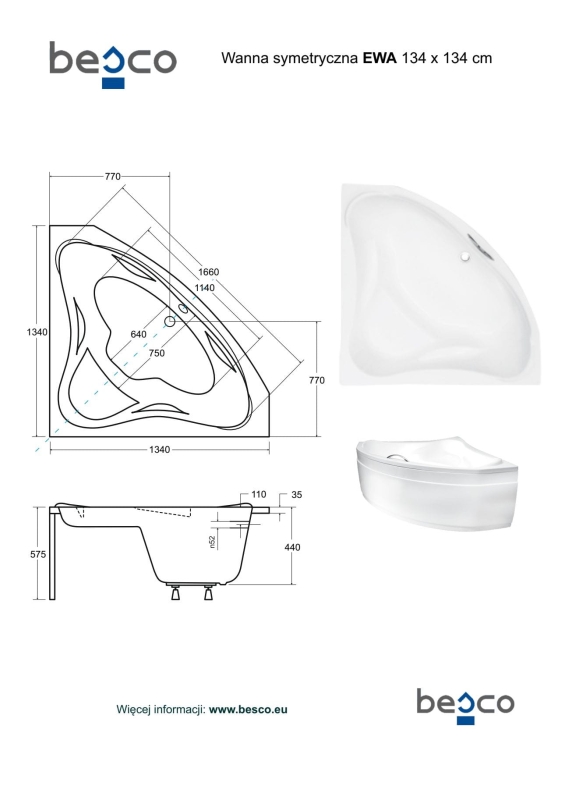 Wanna narożna Besco Ewa 134
