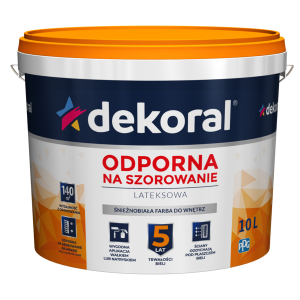 Farba lateksowa śnieżnobiała do wnętrz Dekoral AKRYLIT-W 10l