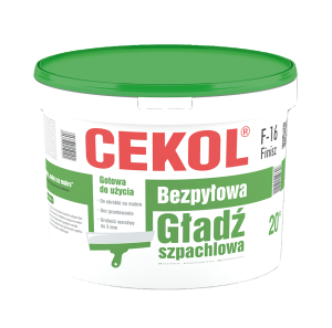 Gładź szpachlowa gotowa bezpyłowa F-16 Cekol 20 kg